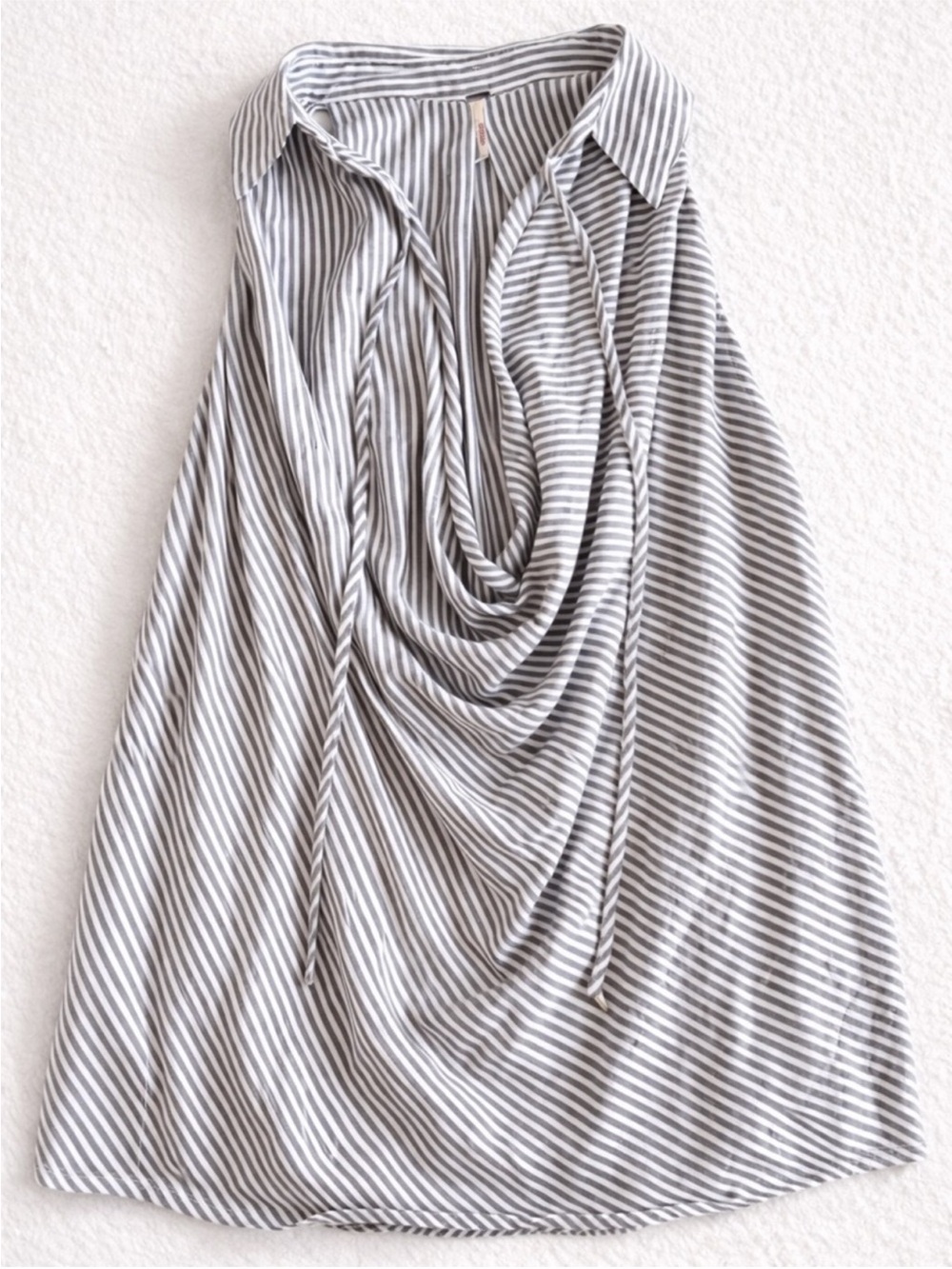 Free People Women’s Large Blue & White Nautical Striped Cowl Neck Sleeveless Top